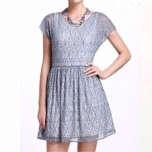 Anthropologie Weston Wear Women's Frothed Dot Dress in Blue/White Size Medium